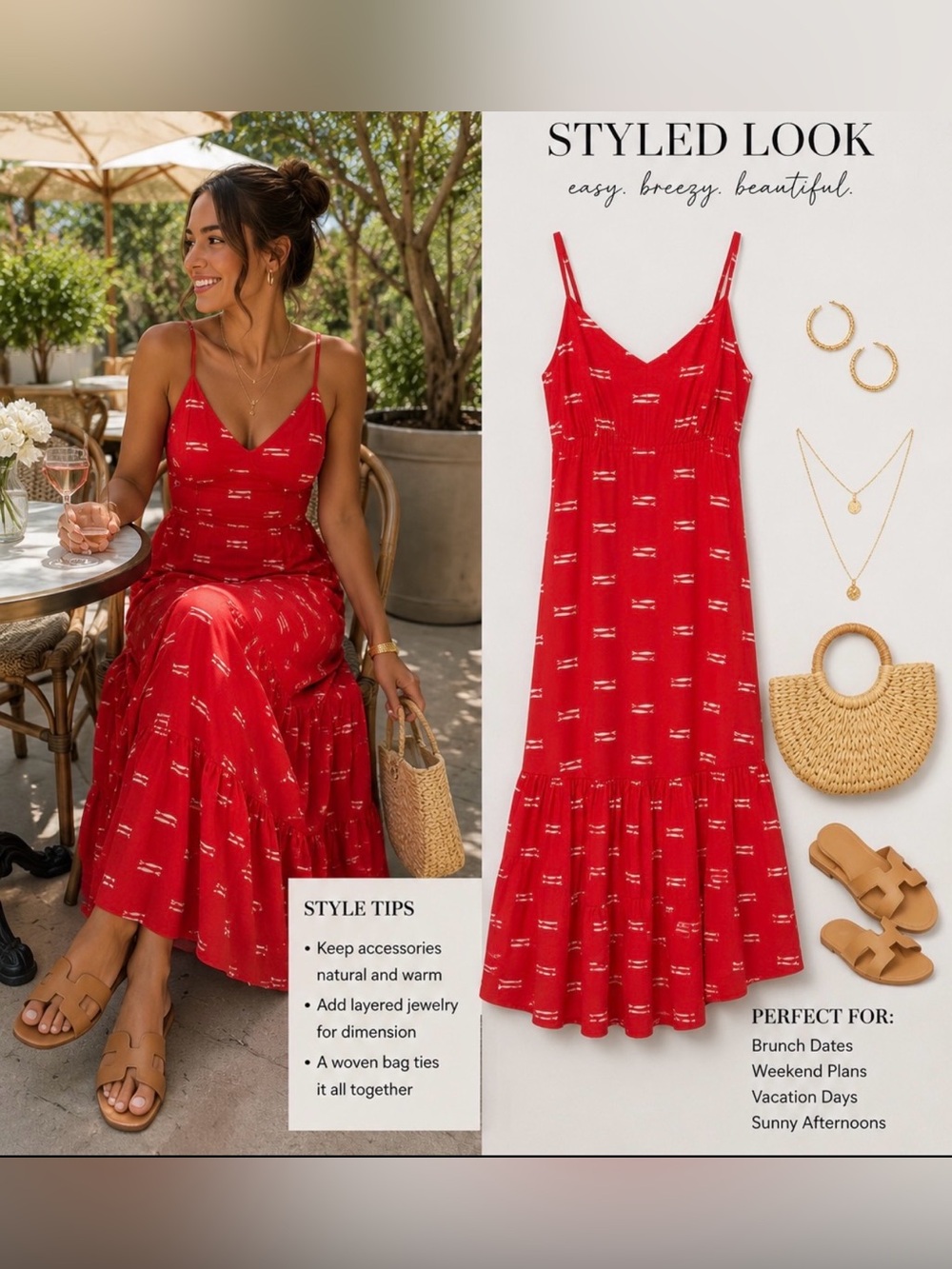A New Day - Women’s Open Back Maxi Dress Red Fish Print Size Medium